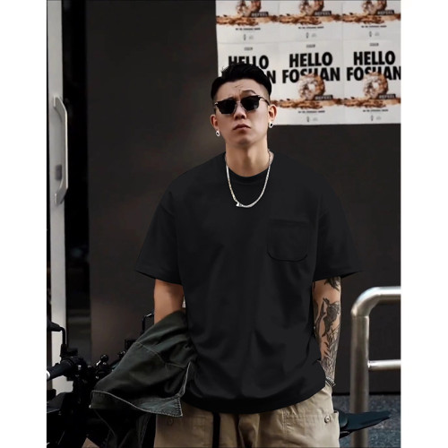 美式簡約短袖男t恤2025夏季新款高街潮牌圓領寬松休閒T恤男裝