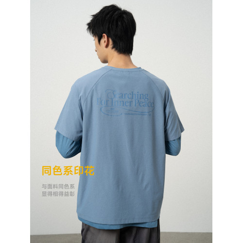 CONTRAFIEND春夏圓領舒適輕薄吸溼速乾戶外男T恤抗菌寬松印花短袖