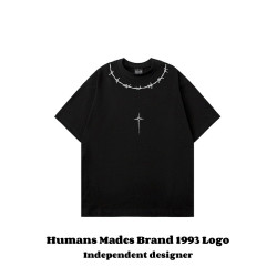 HumansMades！夏季寬松情侶百搭體恤衫潮牌美式印花純棉短袖男T恤