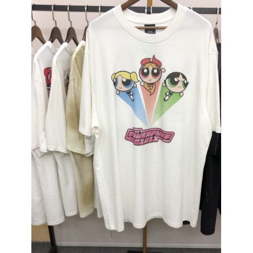 美潮THE POWERPUFF GIRLS 飛天小女警短袖重磅寬松洗水做舊男T恤