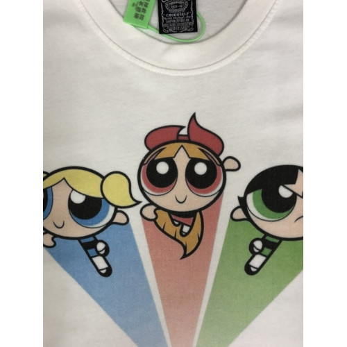 美潮THE POWERPUFF GIRLS 飛天小女警短袖重磅寬松洗水做舊男T恤