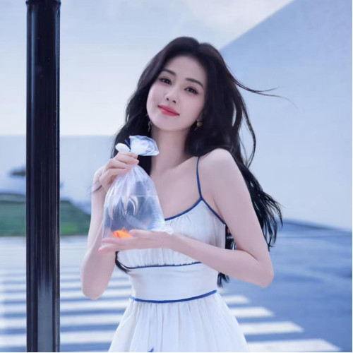 白鹿同款青花瓷吊帶連衣裙2025夏季新款性感氣質簡約度假風中長裙