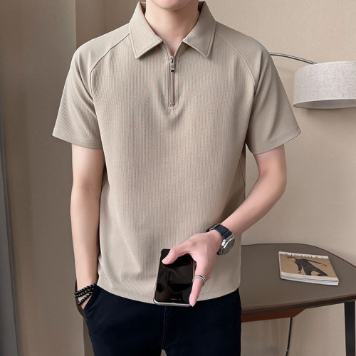 2024夏季男士短袖T恤純色休閒POLO衫百搭翻領男T恤B317/1130/P55