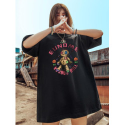 美式趣味卡通大碼潮牌加大潮流圓領印花夏寬松男士時尚短袖男t恤