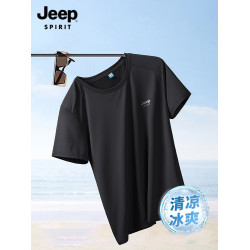 JEEP SPIRIT男士速乾男t恤短袖夏季運動上衣新款大碼冰絲男裝衣服