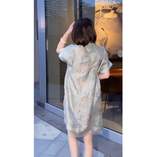 歐洲站新中式旗袍改良年輕款少女2025年新款高級感碎花連衣裙女夏