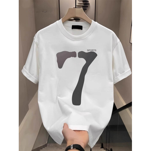 高級重磅短袖男t恤2025新款夏季潮牌百搭印花圓領上衣服休閒體恤
