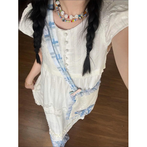 夏季法式氛圍感曡穿白色連衣裙子套裝時尚洋氣減齡顯瘦遮肉兩件套