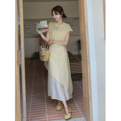 新中式復古國風改良旗袍連衣裙女2025夏季氣質優雅清冷感刺綉長裙