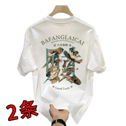 夏季國潮純棉印花短袖男T恤創意新款潮牌休閒百搭寬松男裝上衣服