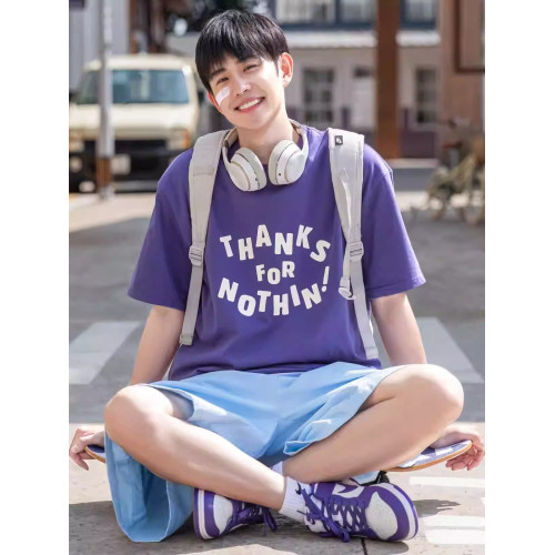 休閒圓領短袖男t恤字母印花夏天潮男INS穿搭情侶款純棉寬松上衣T