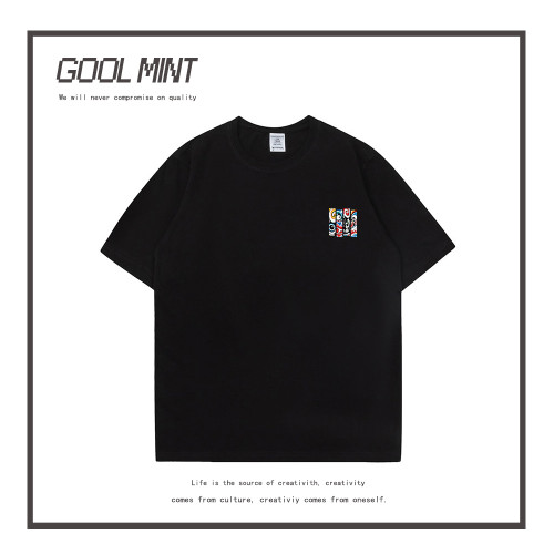 GOOL MINT短袖男T恤夏季新款國潮臉譜印花純棉半袖寬松潮牌男上衣