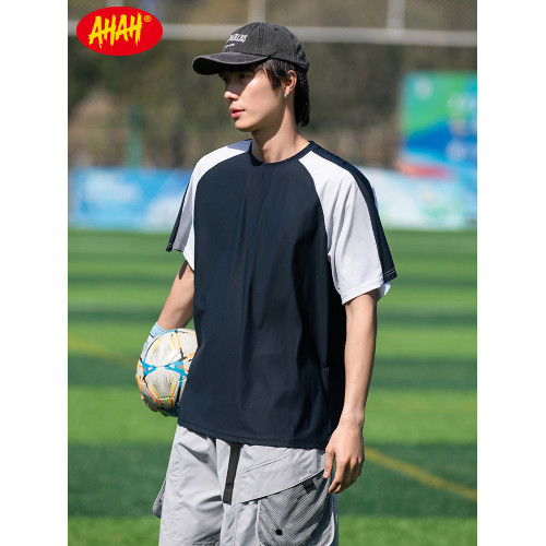 AHAH夏季涼感戶外男t恤短袖吸溼速乾透氣抗菌上衣防曬運動體恤衫