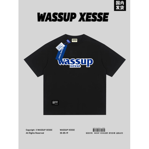 WASSUP XESSE高克重短袖男t恤圓領寬松情侶半袖上衣純棉重磅240克