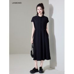 連衣裙女夏2025新款赫本風輕奢高級感顯瘦禦姐氣質黑色法式長裙