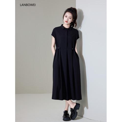 連衣裙女夏2025新款赫本風輕奢高級感顯瘦禦姐氣質黑色法式長裙