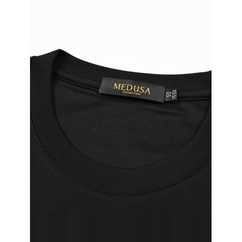 MeduSa/美杜莎刺圓領綉短袖男T恤男士2025春夏新款亮片燙鑽時尚
