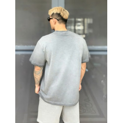 2025夏季新款美式復古紥染撞色條紋短袖T恤寬松圓領上衣潮牌男t恤