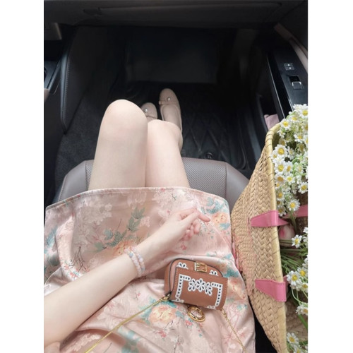 歐洲站新中式女裝2025夏季新款法式高級感氣質小個子碎花連衣裙子