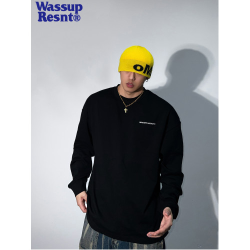 WASSUP美式vintage復古長袖男t恤秋冬季潮牌大碼寬松重磅純棉上衣