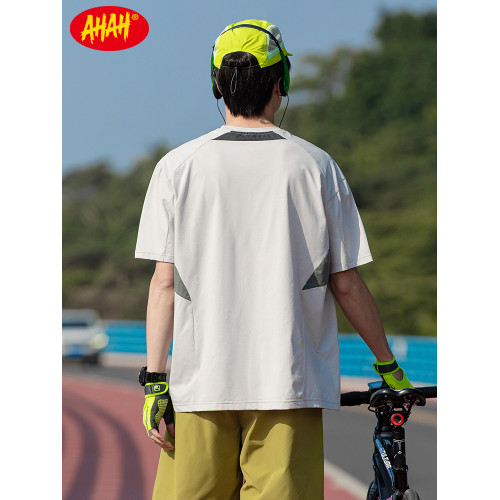 AHAH夏季防曬男t恤短袖吸溼速乾涼感透氣運動上衣戶外抗菌體恤衫