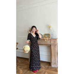 【夏日泰蘭德】HL棉綢夏季韓版氣質蕾絲顯瘦女神短袖長款連衣裙