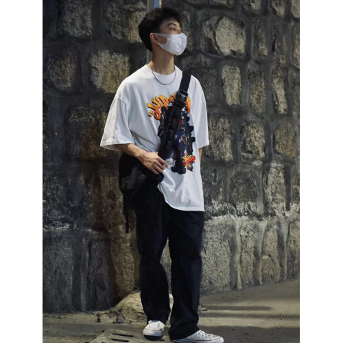 FBS美式印花短袖Hiphop塗鴉BBOY寬松純棉圓領重磅男T恤夏季