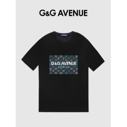 G&G AVENUE 夏季純棉短袖男t恤2023新款輕奢時尚寬松帥氣半袖體恤