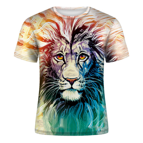 狼頭3D印花男T恤Wolf Head 3D Print Men's Short Sleeve T-Shirt