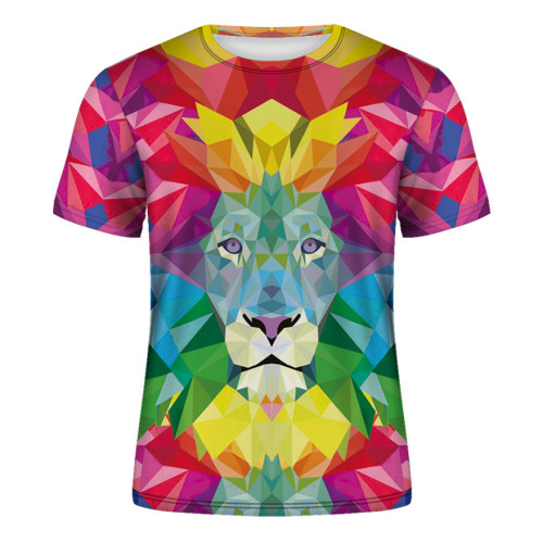 狼頭3D印花男T恤Wolf Head 3D Print Men's Short Sleeve T-Shirt