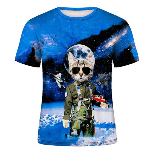 狼頭3D印花男T恤Wolf Head 3D Print Men's Short Sleeve T-Shirt