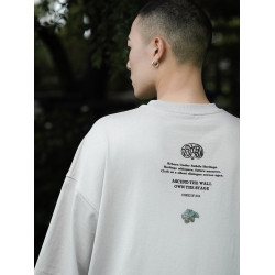 RUSHBON 25SS新款復古休閒寬松龍玉珮印花圓領短袖男T恤衫夏季tee