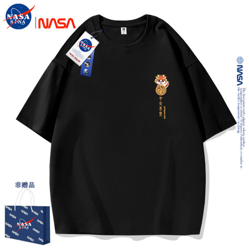 NASA國潮簡約短袖男t恤女夏季新款潮牌純棉寬松上衣小衆情侶體恤