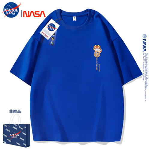 NASA國潮簡約短袖男t恤女夏季新款潮牌純棉寬松上衣小衆情侶體恤