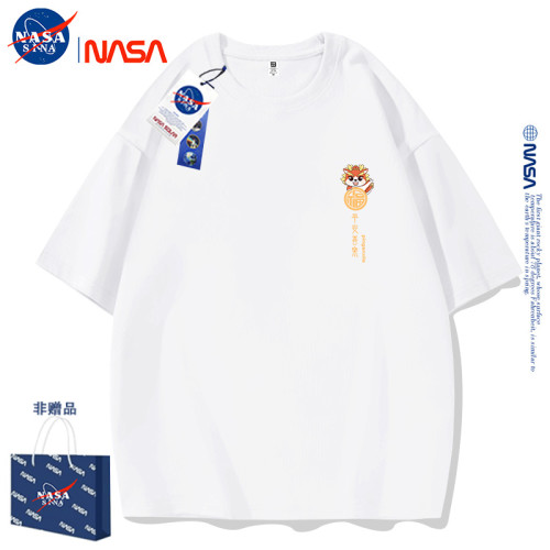 NASA國潮簡約短袖男t恤女夏季新款潮牌純棉寬松上衣小衆情侶體恤