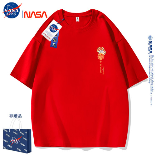 NASA國潮簡約短袖男t恤女夏季新款潮牌純棉寬松上衣小衆情侶體恤