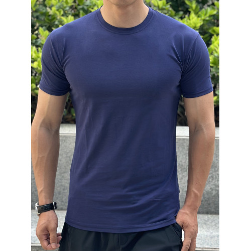 夏季運動健身衣短袖男T恤訓練高彈吸汗棉速乾大圓領純色百搭t恤潮