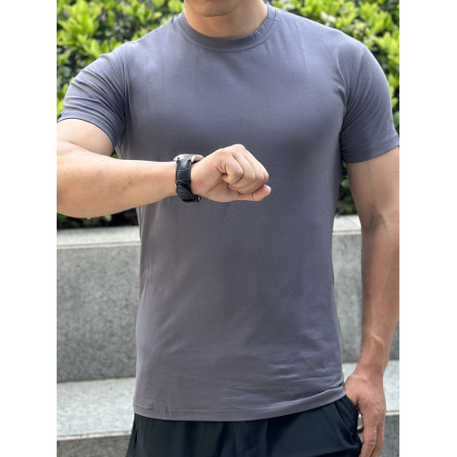 夏季運動健身衣短袖男T恤訓練高彈吸汗棉速乾大圓領純色百搭t恤潮
