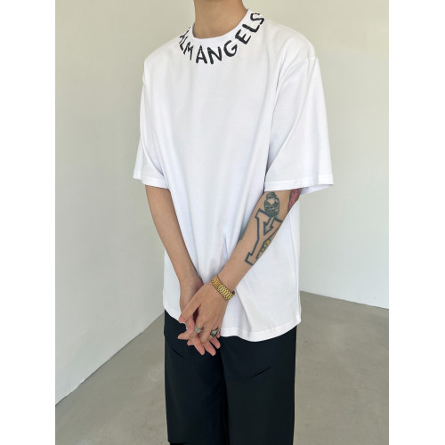 XXXHOT領口字母印花項圈簡約個性基礎百搭寬松短袖潮流純棉男t恤