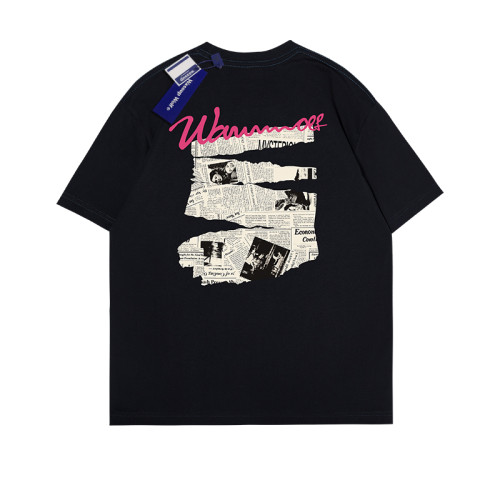 Wassup Wolf潮牌美式高街復古報紙短袖男t恤vintage純棉情侶上衣