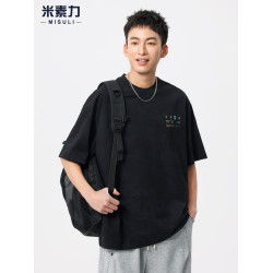 美式重磅紥染短袖男t恤2025新款ins潮牌痞帥國風刺綉上衣圓領體恤