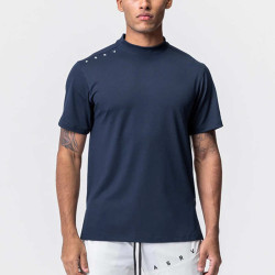 Men tshirt GYM男t恤青年寬松半高領短袖下擺開叉德絨Man t-shirt
