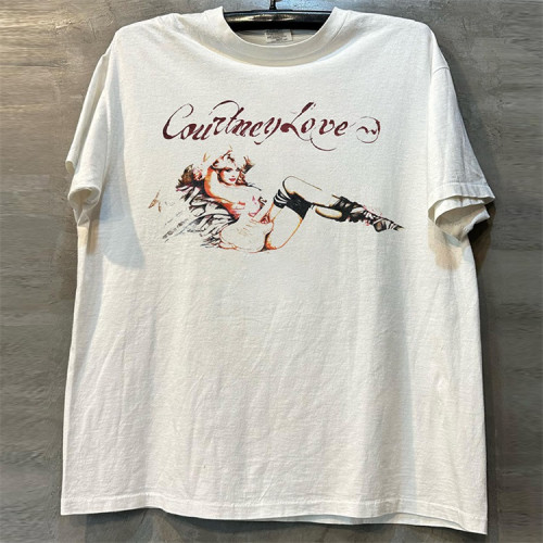 Courtney Love科特妮·洛芙簡約人像雅痞風chic嘻哈短袖男T恤純棉