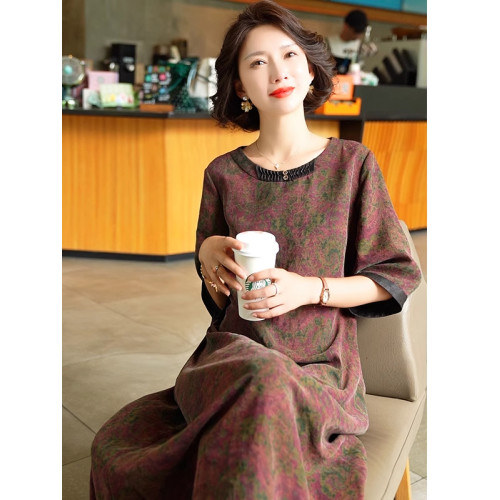 香雲紗漂亮連衣裙復古高級大氣真絲2025夏季新款大牌桑蠶絲裙子女
