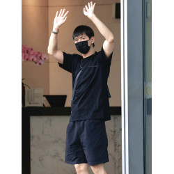 李現同款美式寬松純棉黑色短袖男t恤2025新款夏季小衆設計感上衣