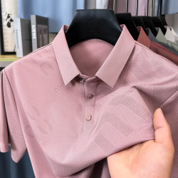 夏季新款寬松短袖男t恤印花翻領男士百搭中年商務休閒polo衫