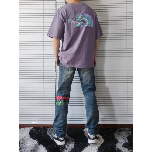 陳冠希同款潮牌聯名重磅彩色字母印花多巴胺穿搭夏純棉短袖男T恤