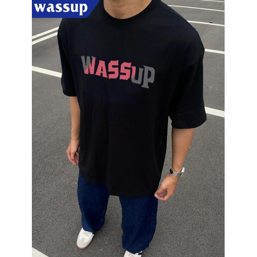 WASSUP重磅純棉短袖男t恤2025新款夏季高級感痞帥半袖寬松上衣潮