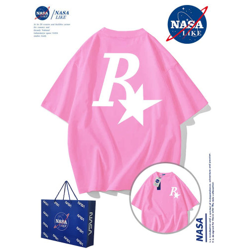 NASA聯名~潮牌男T恤純棉短袖夏季ins簡約百搭寬松體恤情侶裝上衣