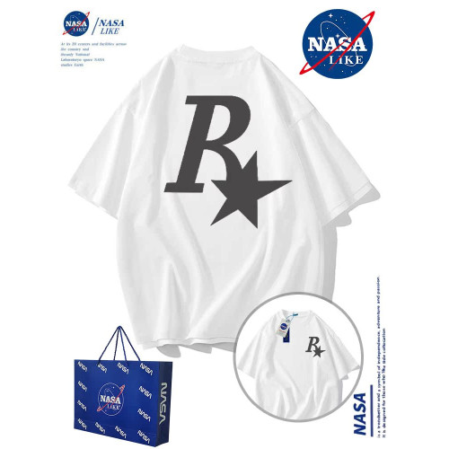 NASA聯名~潮牌男T恤純棉短袖夏季ins簡約百搭寬松體恤情侶裝上衣
